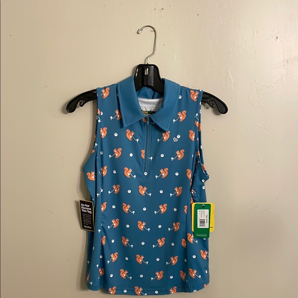 Tipsy Elves Blue Sleeveless Blouse with Peter Pan Collar